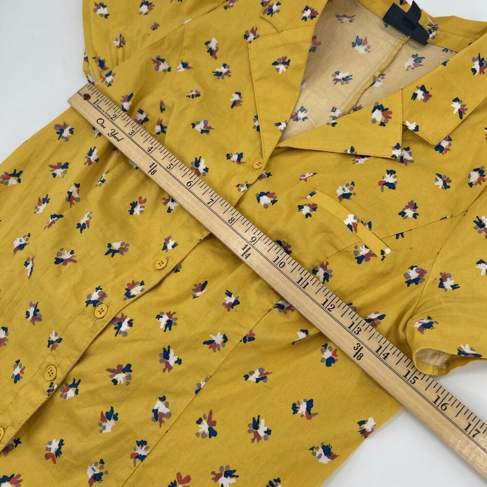 Modcloth Dynamo Daytime Button Up Womens Size S Yellow Cotton Blouse Retro - Picture 5 of 8